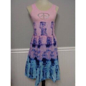 NEW Justice girl's size 12 pink/blue/purple PEACE tye-dyed long dress MSRP $58.